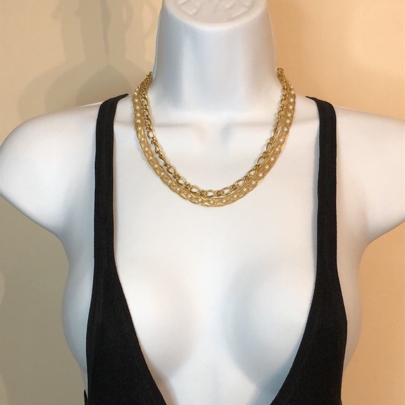 Vintage gold tone costume chain necklaces bundle 2 Monet and Avon layered look. - Picture 5 of 6